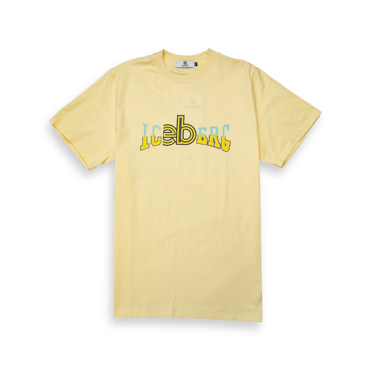 This is a high-quality, short-sleeved t-shirt featuring a prominent ICEBERG graphic logo on the chest.