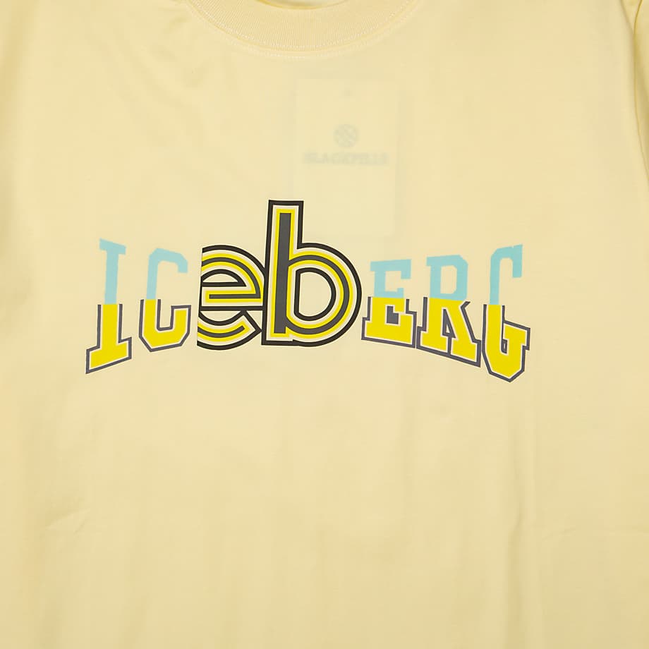 This is a high-quality, short-sleeved t-shirt featuring a prominent ICEBERG graphic logo on the chest.