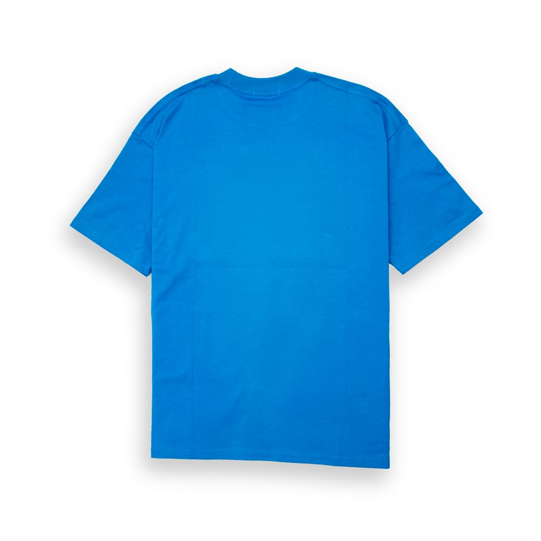 Cobalt Blue Emporio Armani t-shirt with large white framed Eagle logo on chest, designer unisex casual wear.