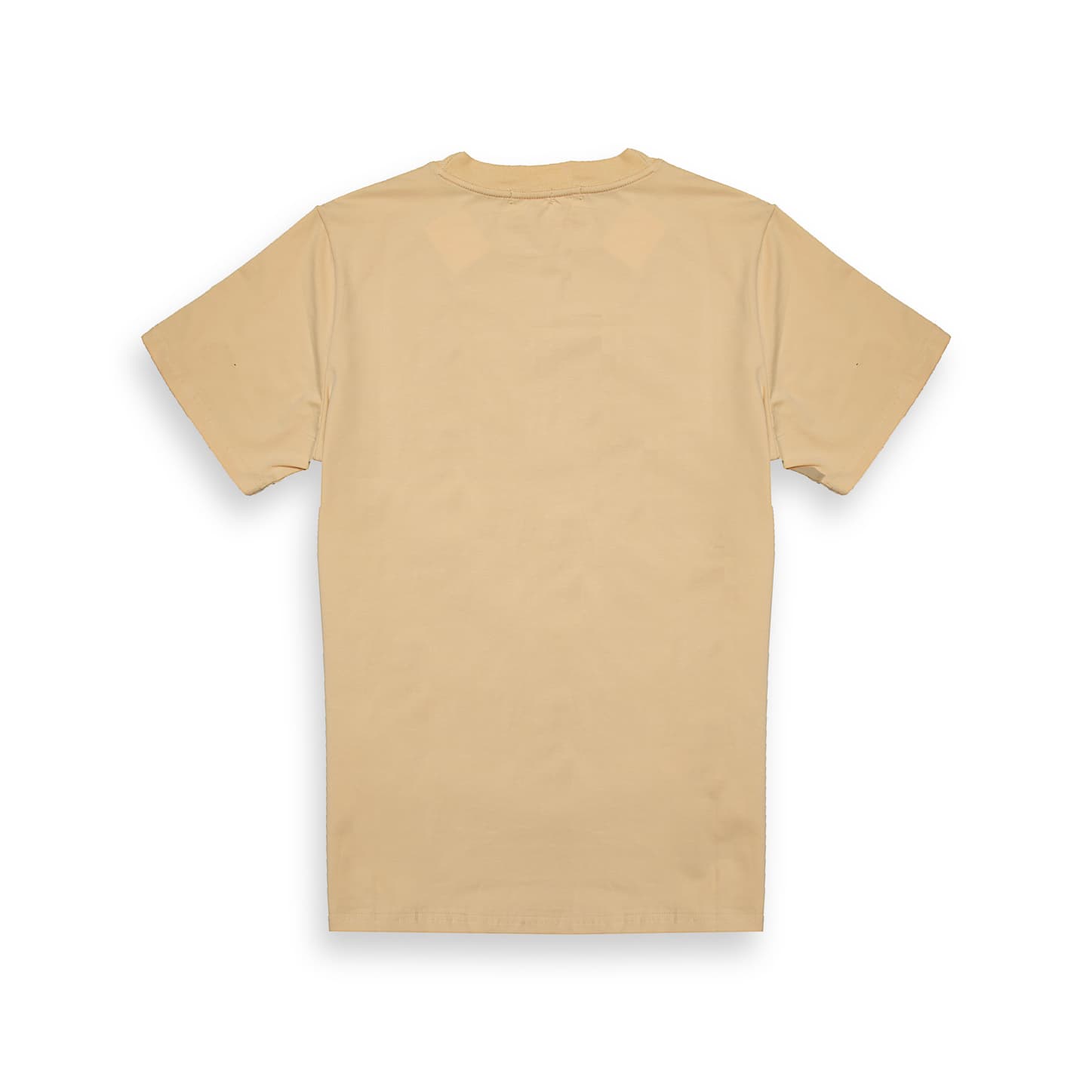 Tan Loewe t-shirt with large blue/black animal print bubble logo on chest, short sleeves, luxury unisex designer wear.