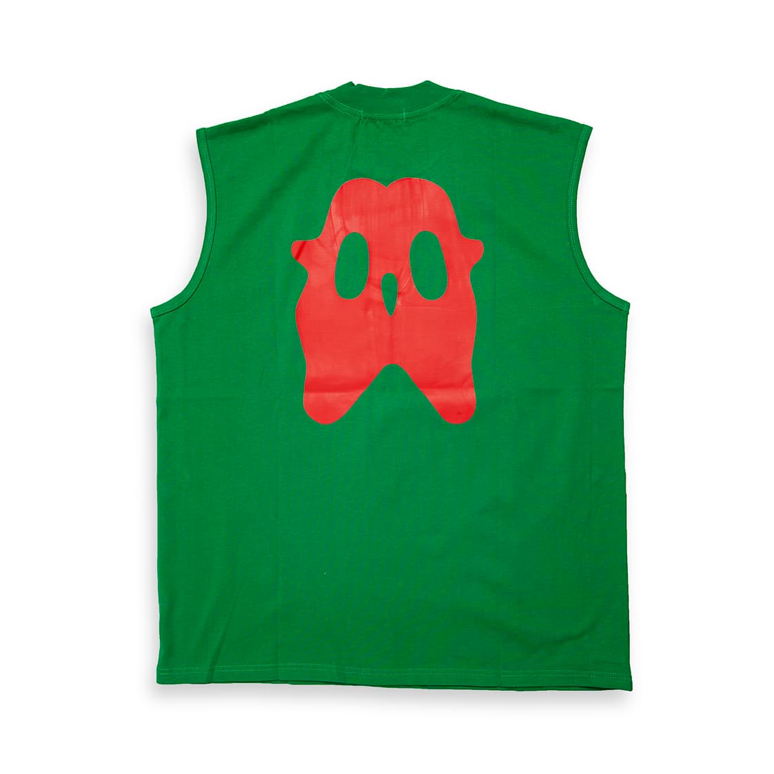 Bright Green Burberry sleeveless t-shirt with black logo print on chest, premium cotton designer vest top, unisex.