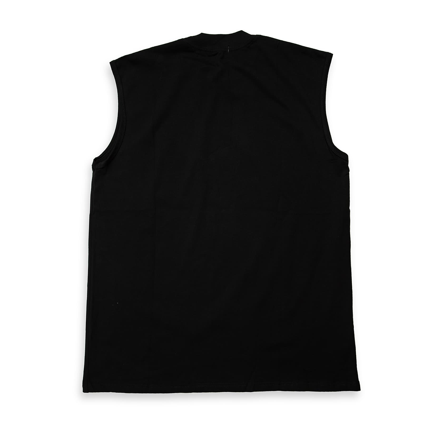 Black Balenciaga sleeveless t-shirt with neon green graffiti logo print, luxury cotton designer streetwear, unisex.