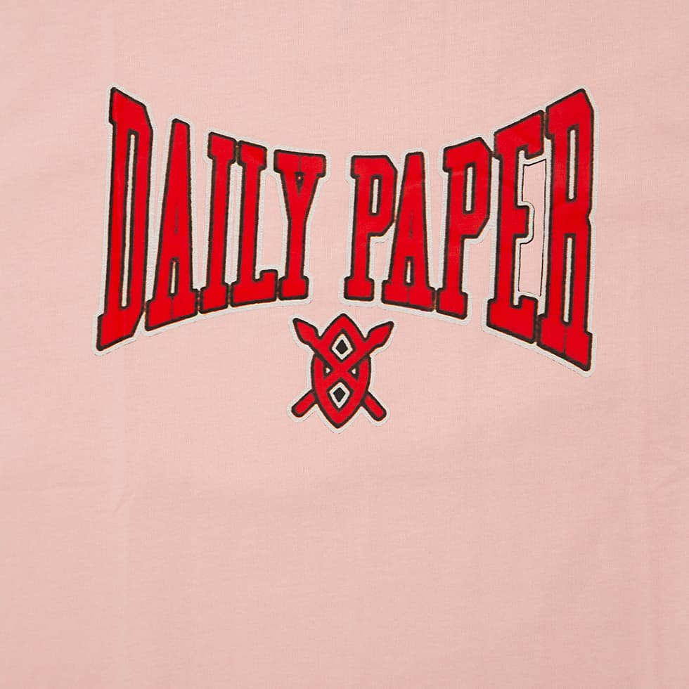 Daily Paper Light Pink Sleeveless Graphic T-Shirt - Unisex Cotton Muscle T-shirt  with Red Arched Logo
