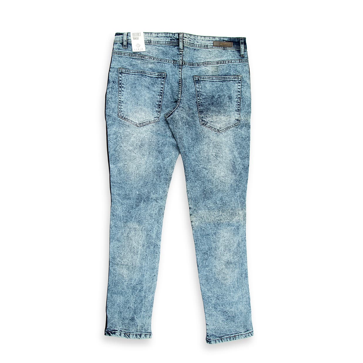 These are acid-wash denim jeans with a contemporary slim-to-skinny fit.