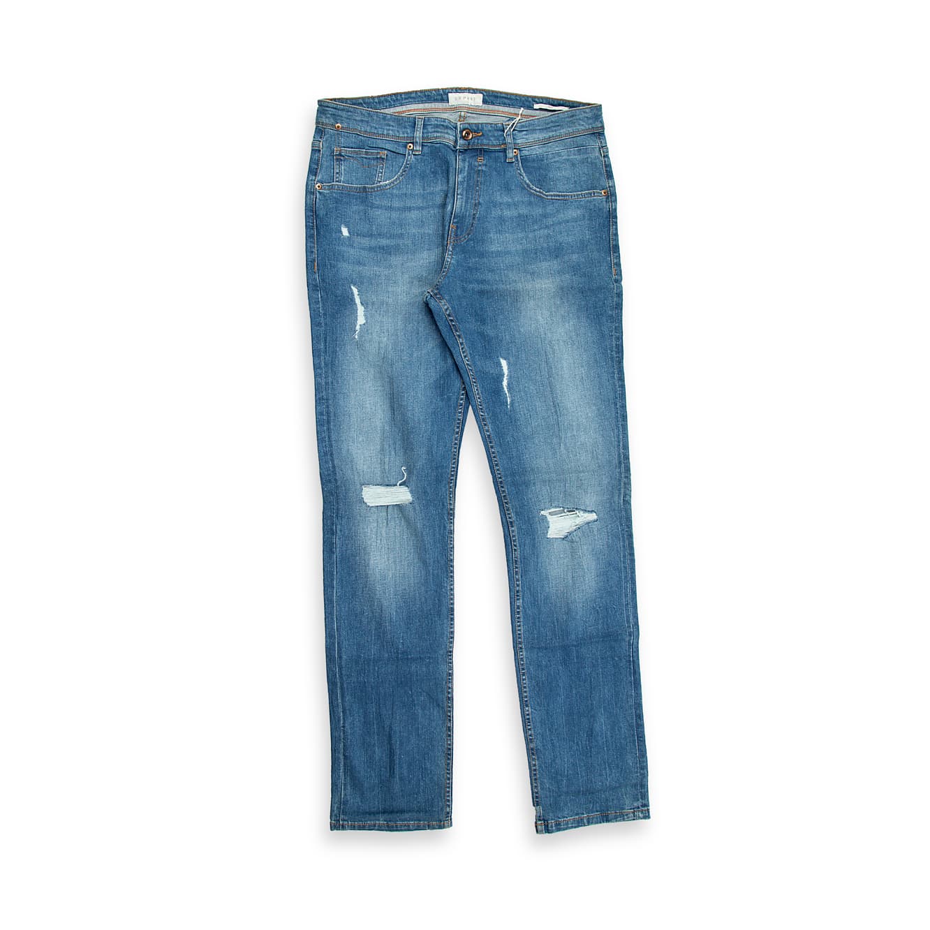 These are men's timeless, straight-fit jeans, featuring a classic five-pocket design, zip fly, and button closure.