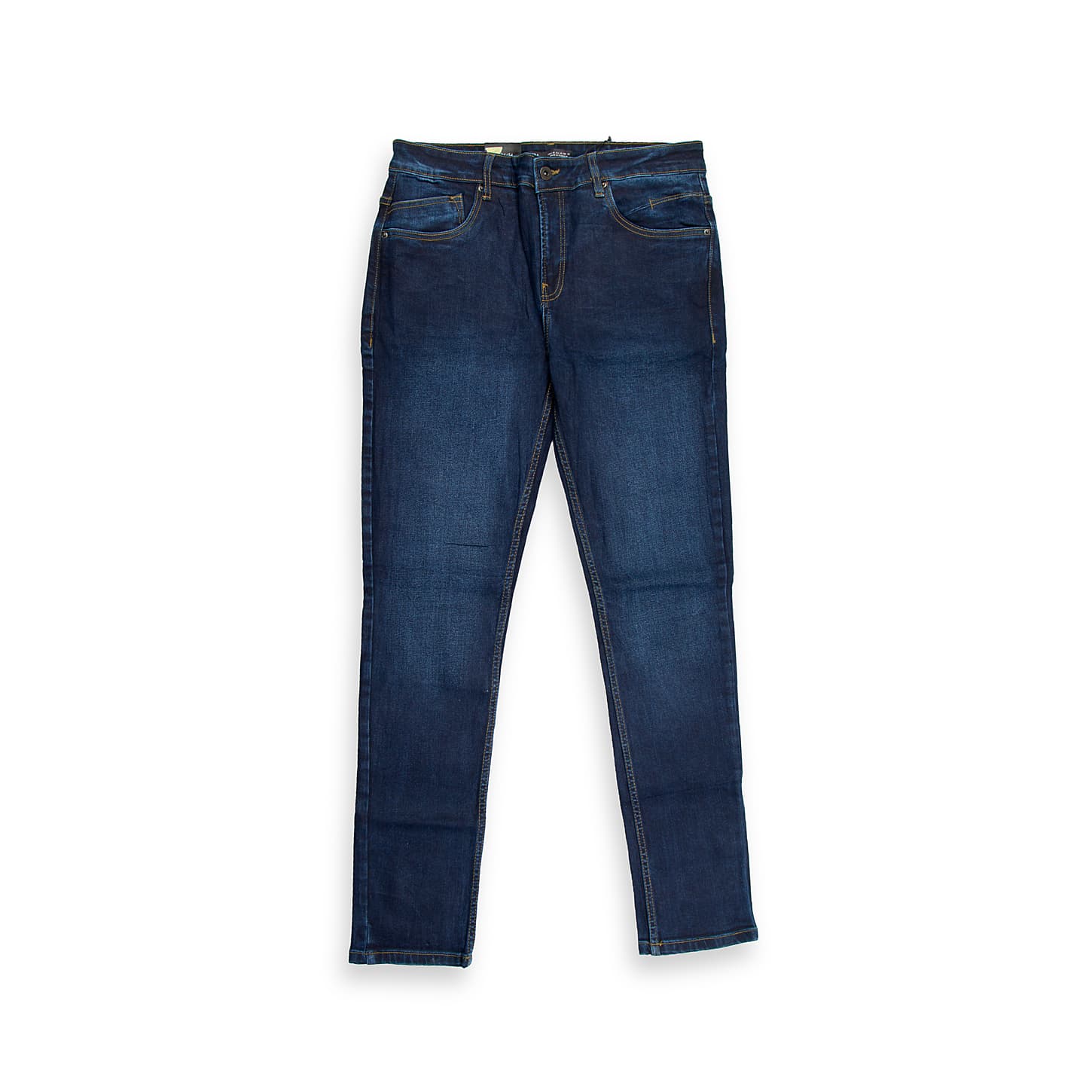 These classic, versatile jeans are designed for a sleek and tailored appearance without sacrificing comfort. They feature a deep, uniform dark indigo wash with very minimal, subtle whiskering, making them easy to dress up or down.