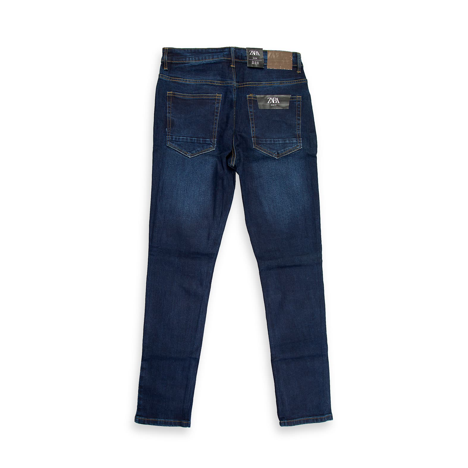 These classic, versatile jeans are designed for a sleek and tailored appearance without sacrificing comfort. They feature a deep, uniform dark indigo wash with very minimal, subtle whiskering, making them easy to dress up or down.