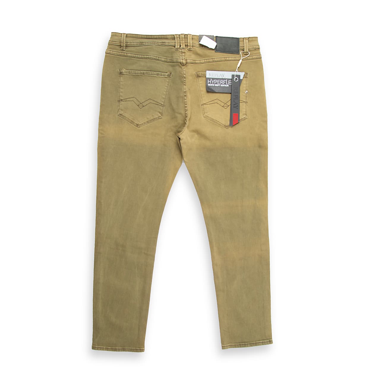 These are premium quality, 5-pocket, slim-fit jeans by the Italian brand Replay.