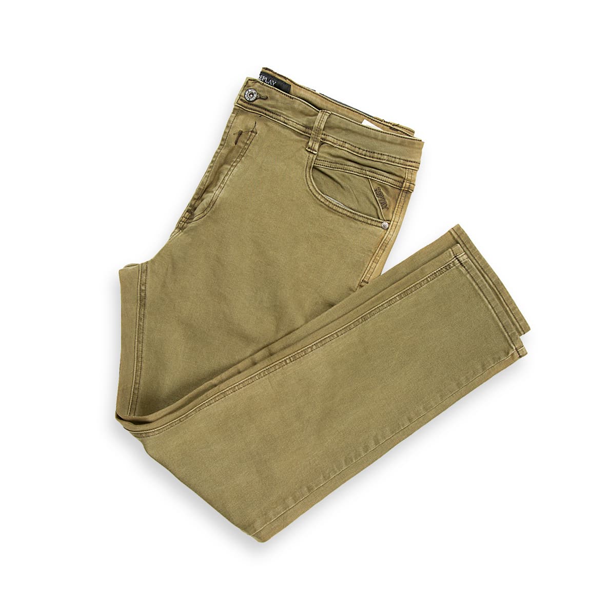These are premium quality, 5-pocket, slim-fit jeans by the Italian brand Replay.