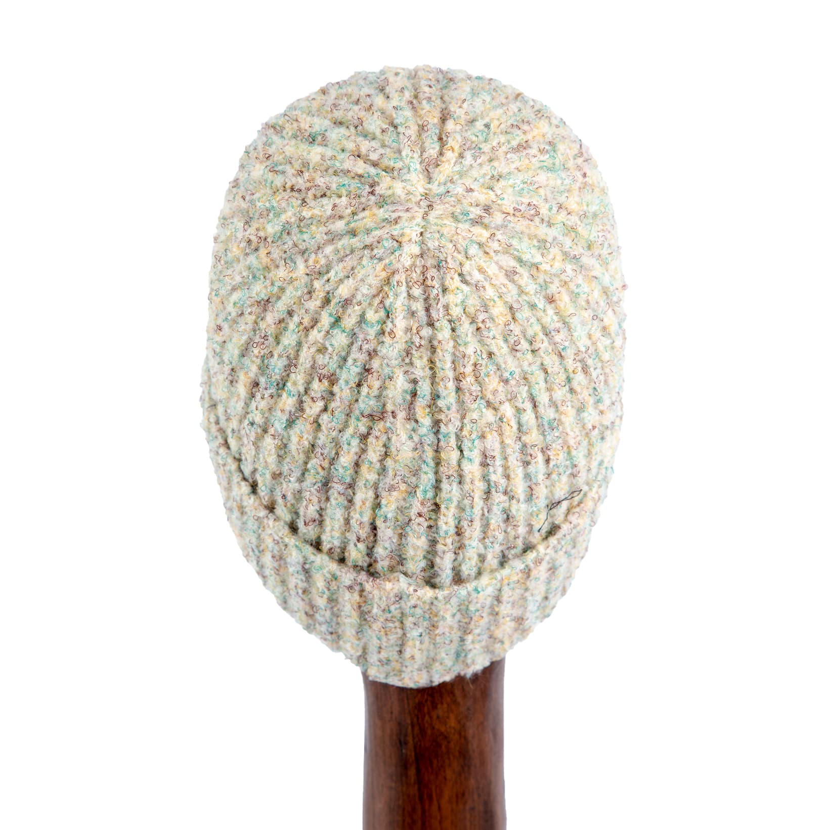 Ribbed Knit Wool-Blend Beanie Headwear in multicoloured pastel tones with iconic triangular  logo patch, perfect for winter fashion