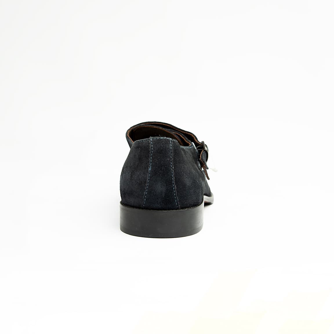 Crafted from luxurious, deep navy blue suede, these sophisticated dress shoes feature the distinguished double monk strap closure with polished silver-tone buckles, offering a timeless and secure fit.
