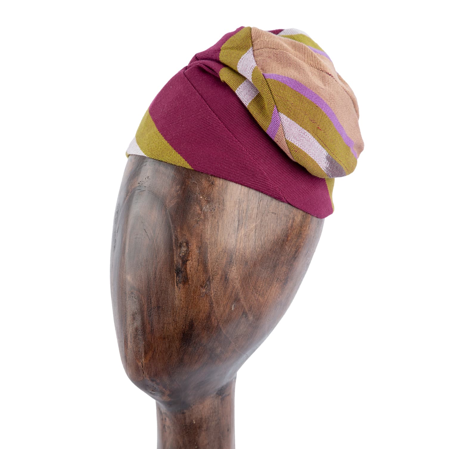 Brown and Gold Geometric Aso Oke Fila Cap, Nigerian hat, cultural headwear, men's cap