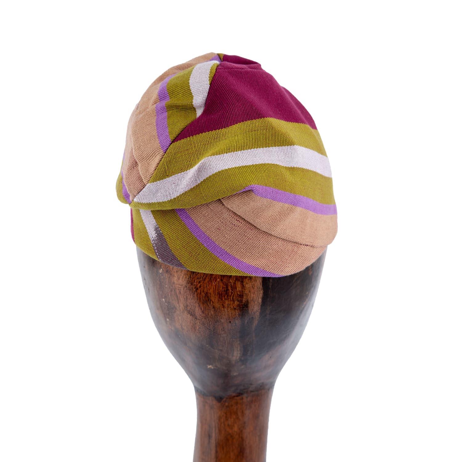 Brown and Gold Geometric Aso Oke Fila Cap, Nigerian hat, cultural headwear, men's cap