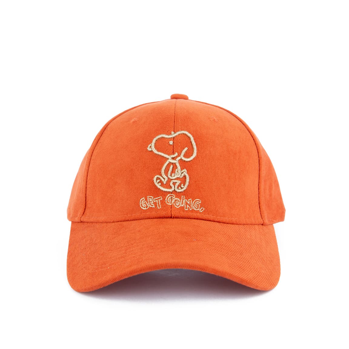 Orange Baseball Face Cap, Snoopy Get Going, adjustable snapback, cotton cap