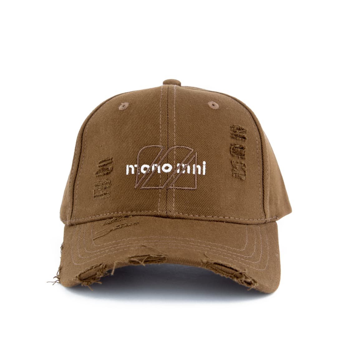 Brown Distressed Baseball Face Cap with adjustable snapback.
