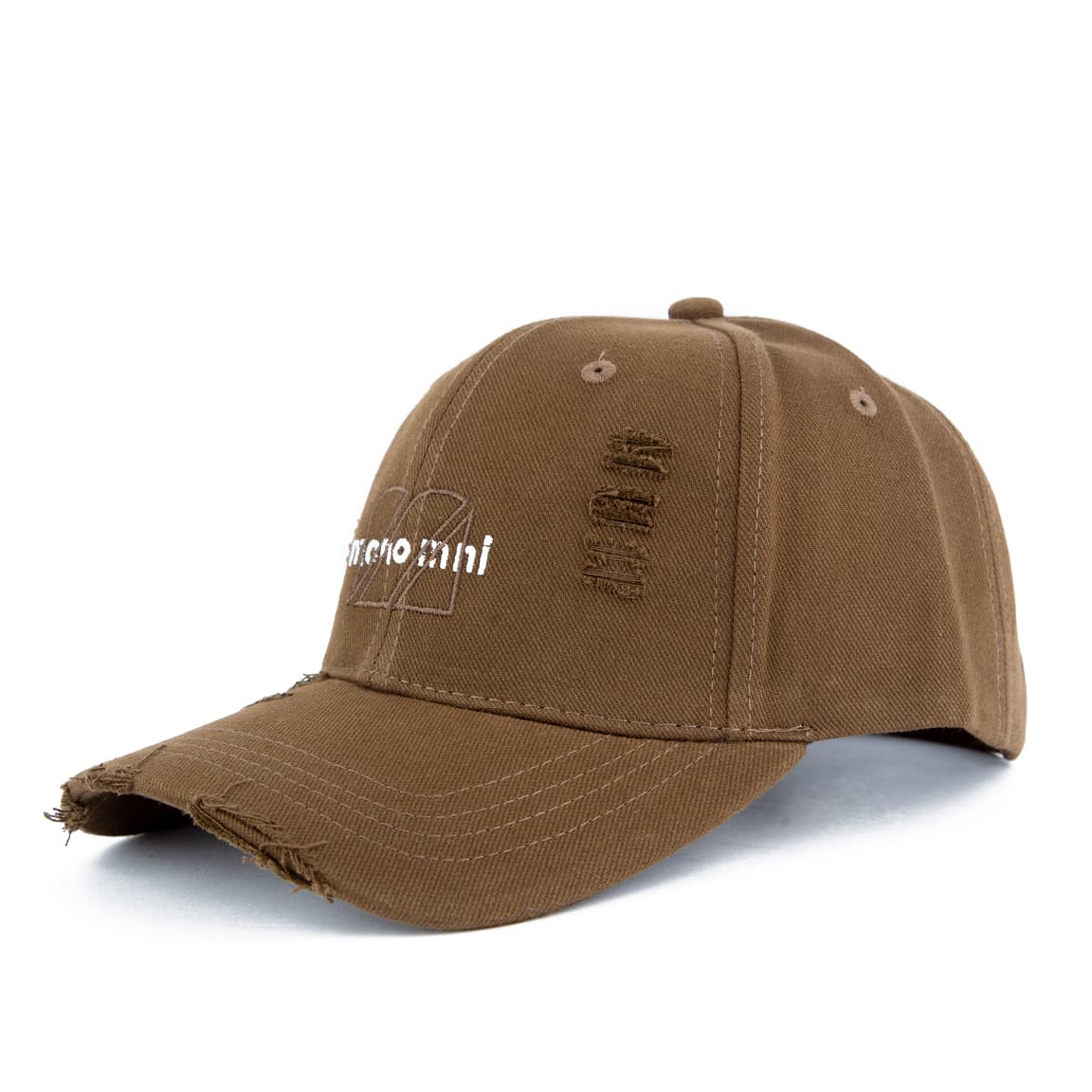 Brown Distressed Baseball Face Cap with adjustable snapback.