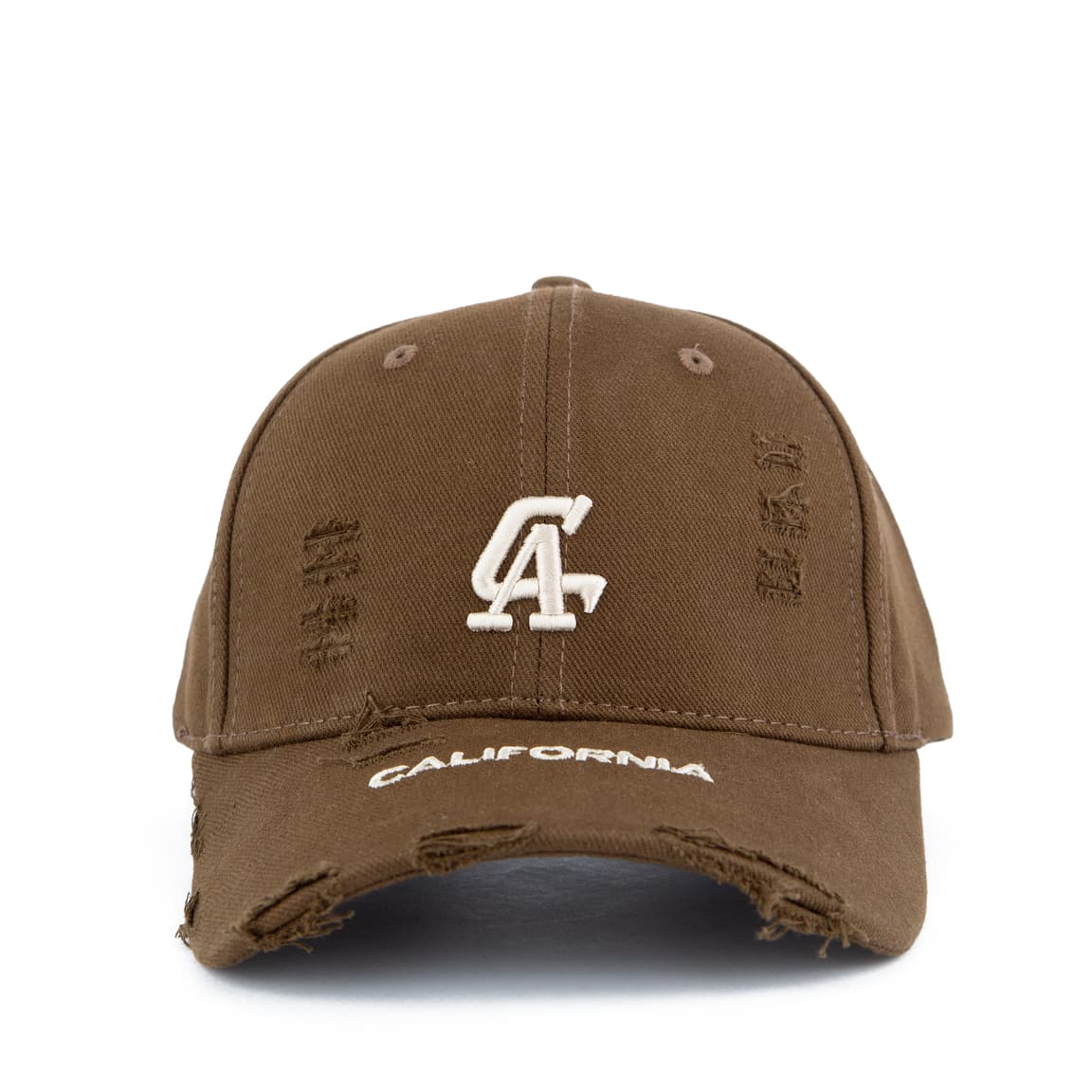 Brown Distressed Designed Face Cap, 11499- Brown
