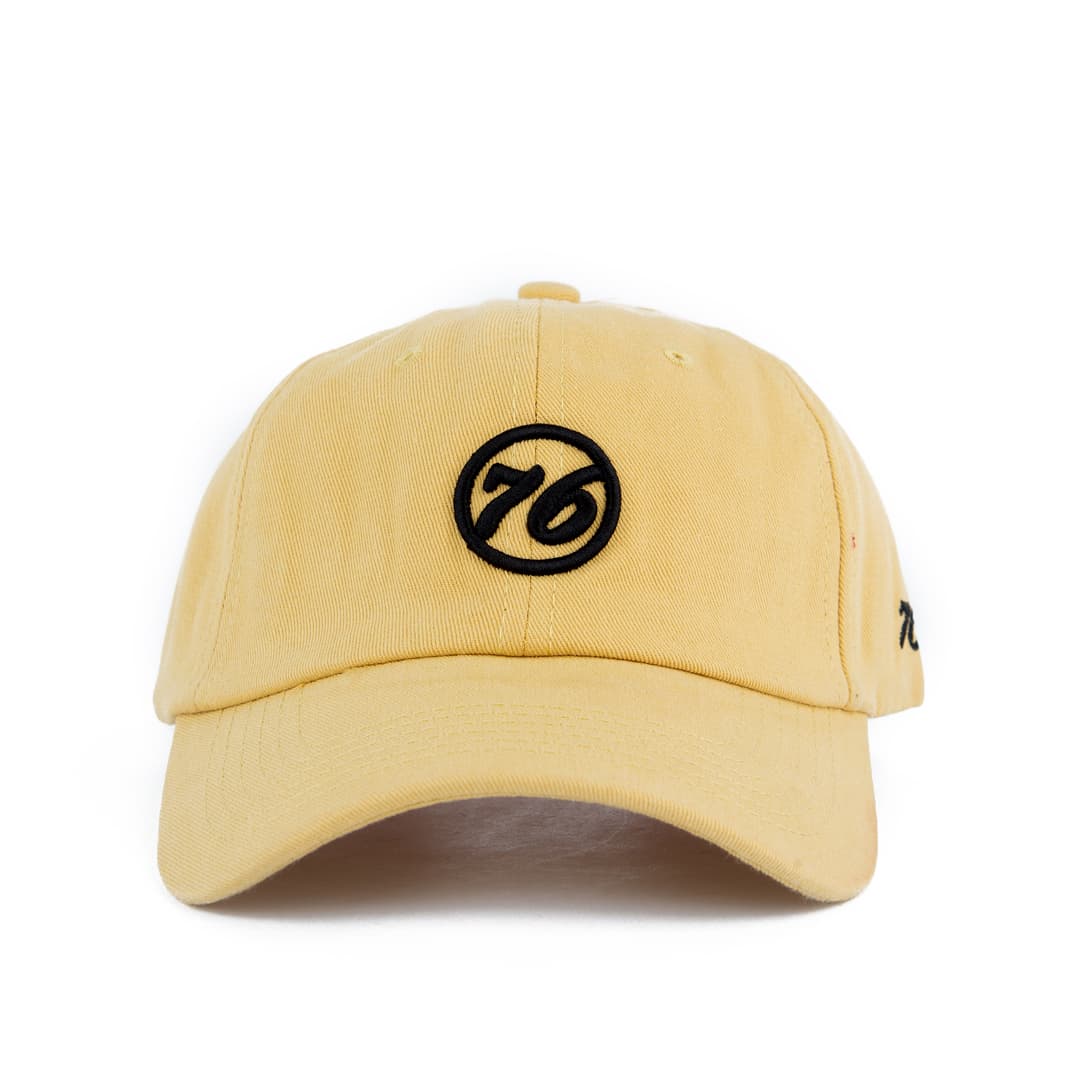 Yellow Baseball Cap, 76 Logo, adjustable snapback, cotton cap