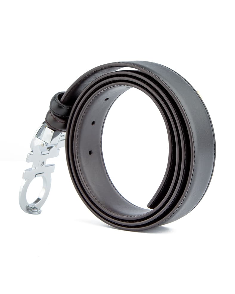Salvatore Ferragamo men's reversible Gancini belt, black and brown leather with silver buckle