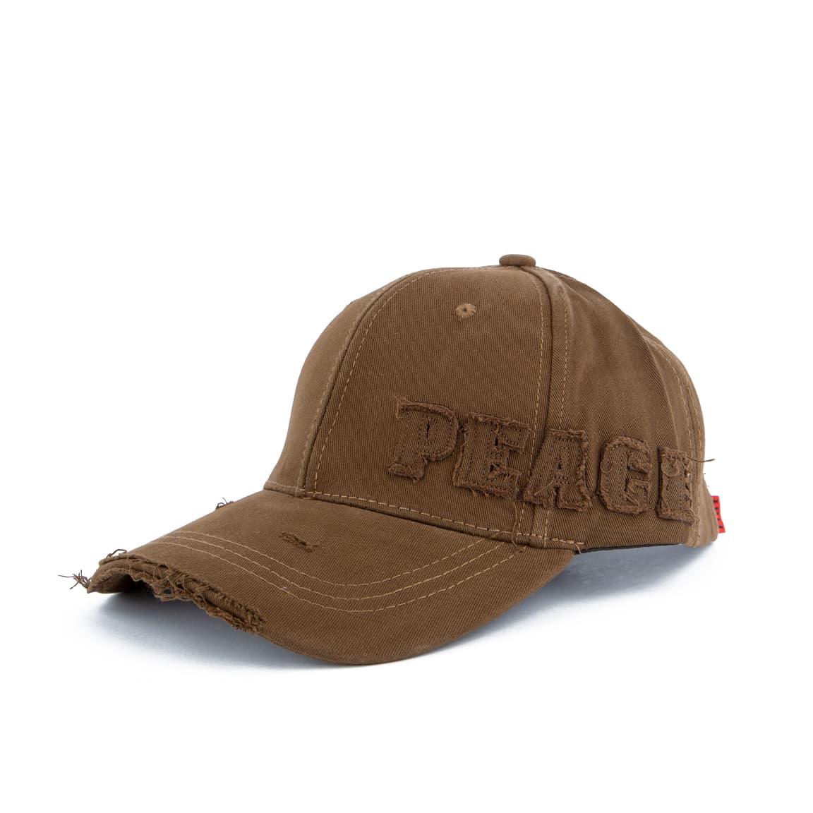 Brown Distressed Baseball Cap, Peace Logo, adjustable snapback, cotton cap