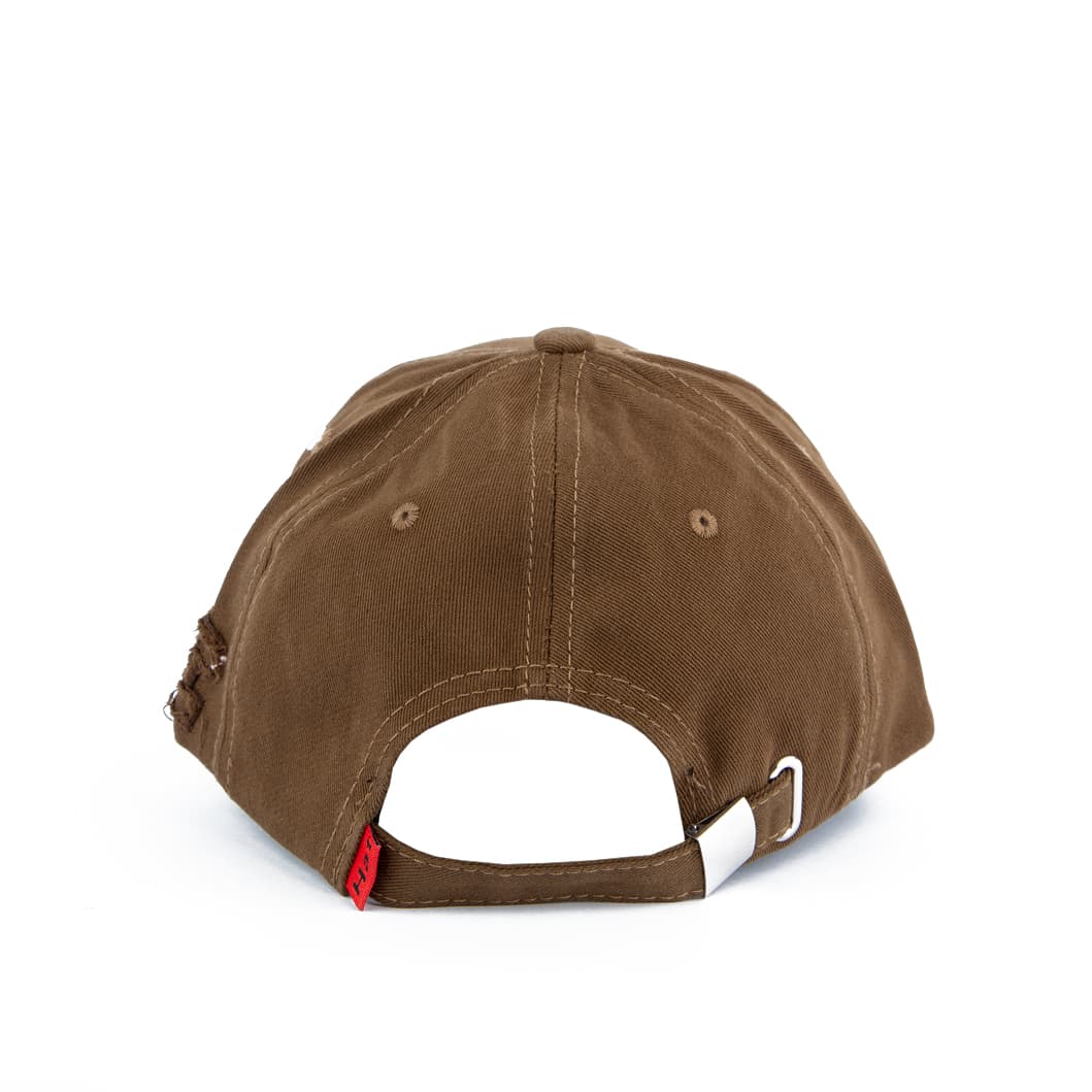 Brown Distressed Baseball Face Cap, Peace Logo, adjustable snapback, cotton cap