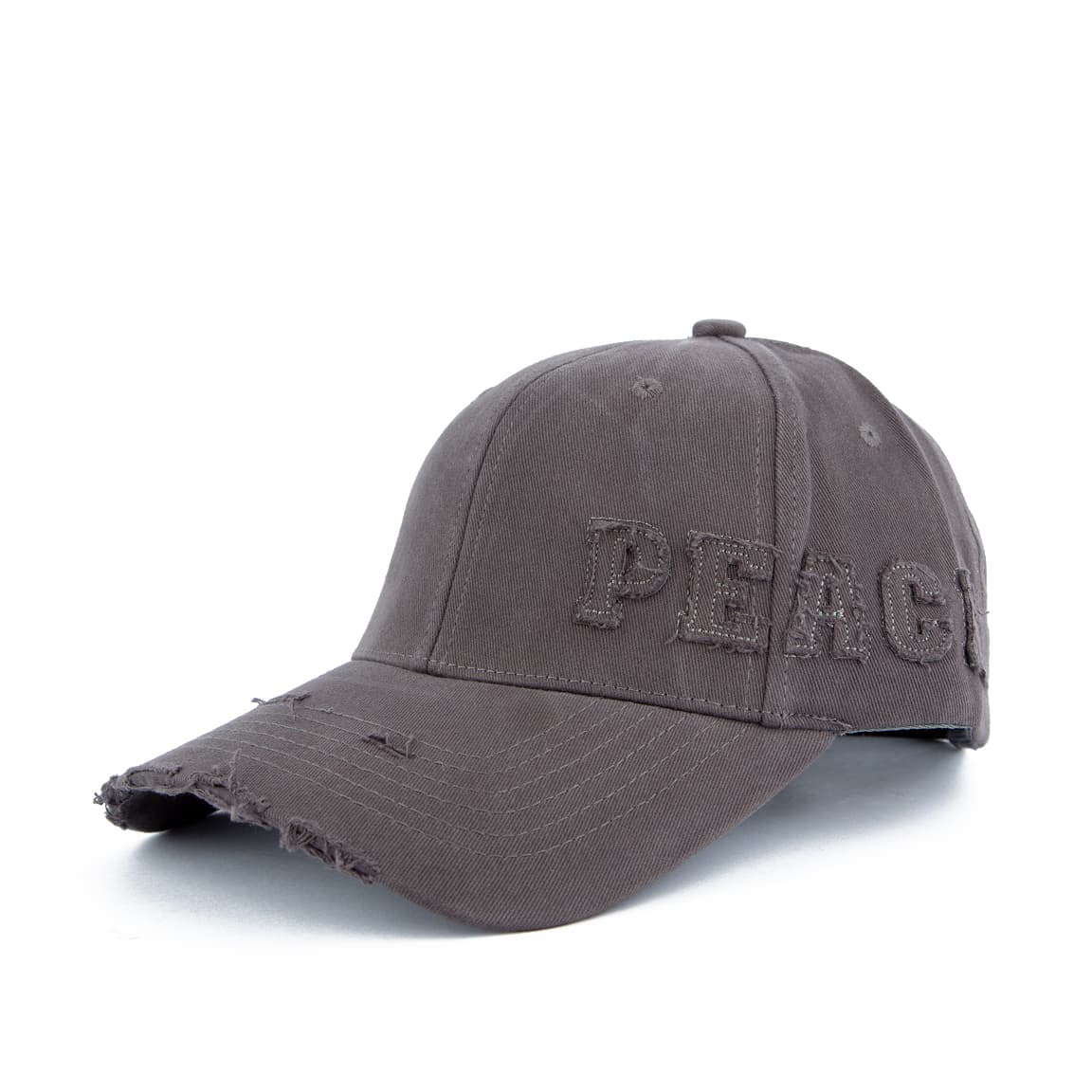 Grey Distressed Baseball Face Cap, Peace Logo, adjustable snapback, cotton cap