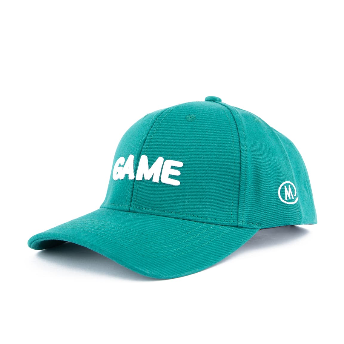 Teal Baseball Cap with White GAME Embroidery