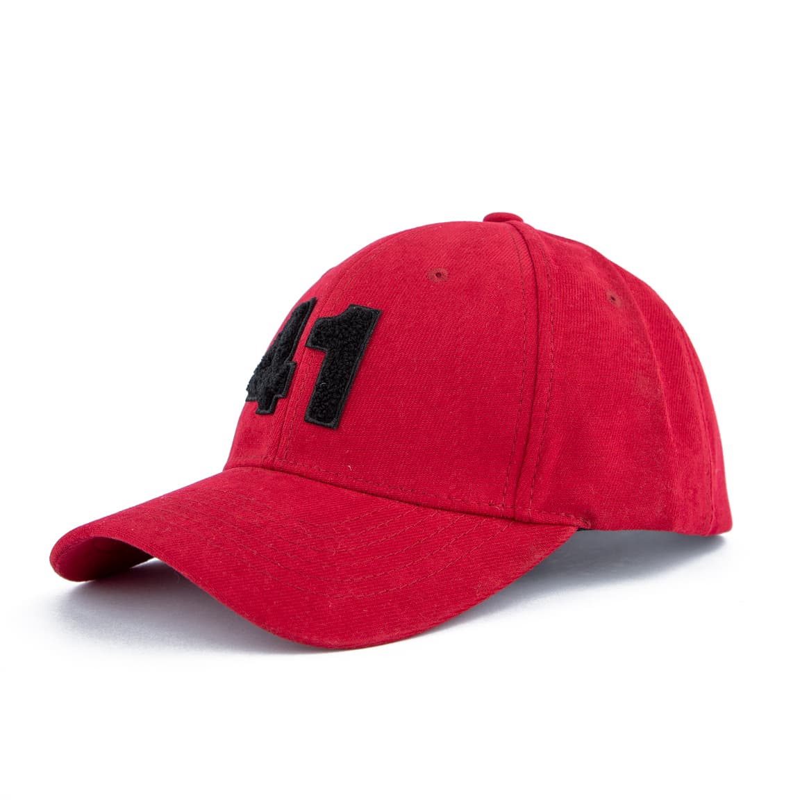 Red Baseball Cap with Black Number 41 Patch