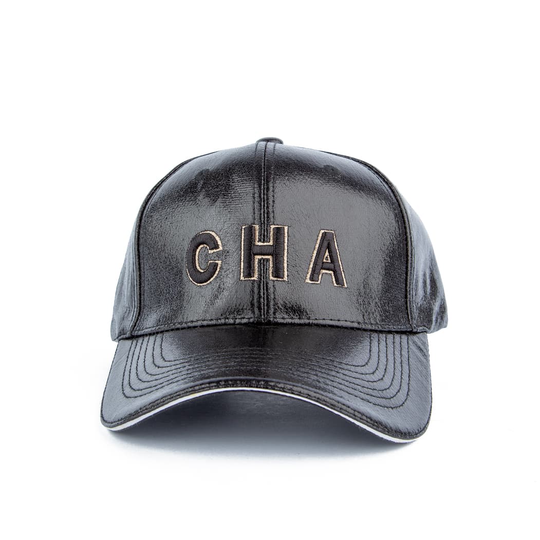 CHA Leather Baseball Face Cap, 11499 - Black
