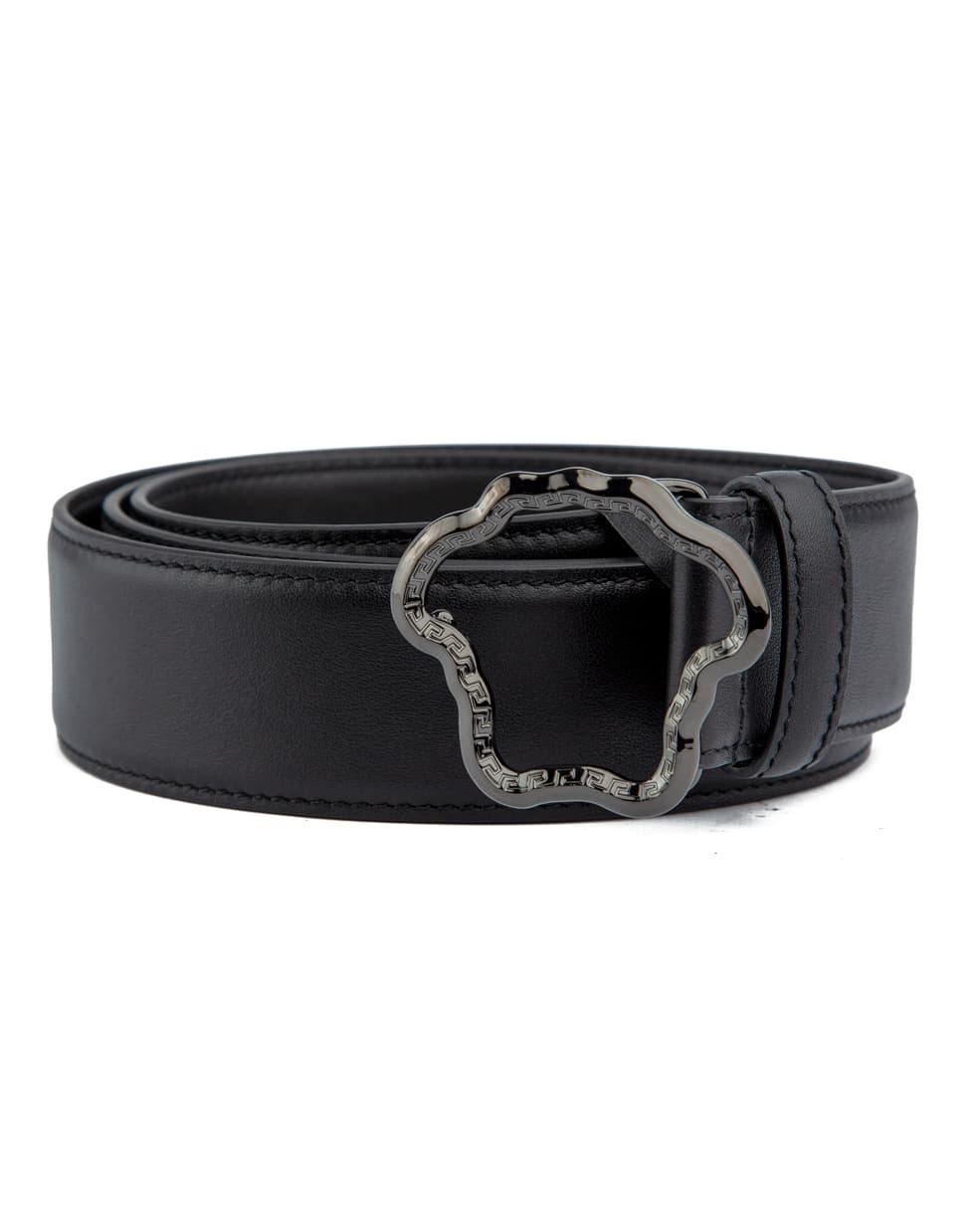 Premium Black Leather Belt with Unique Metal Buckle, 12014- Black