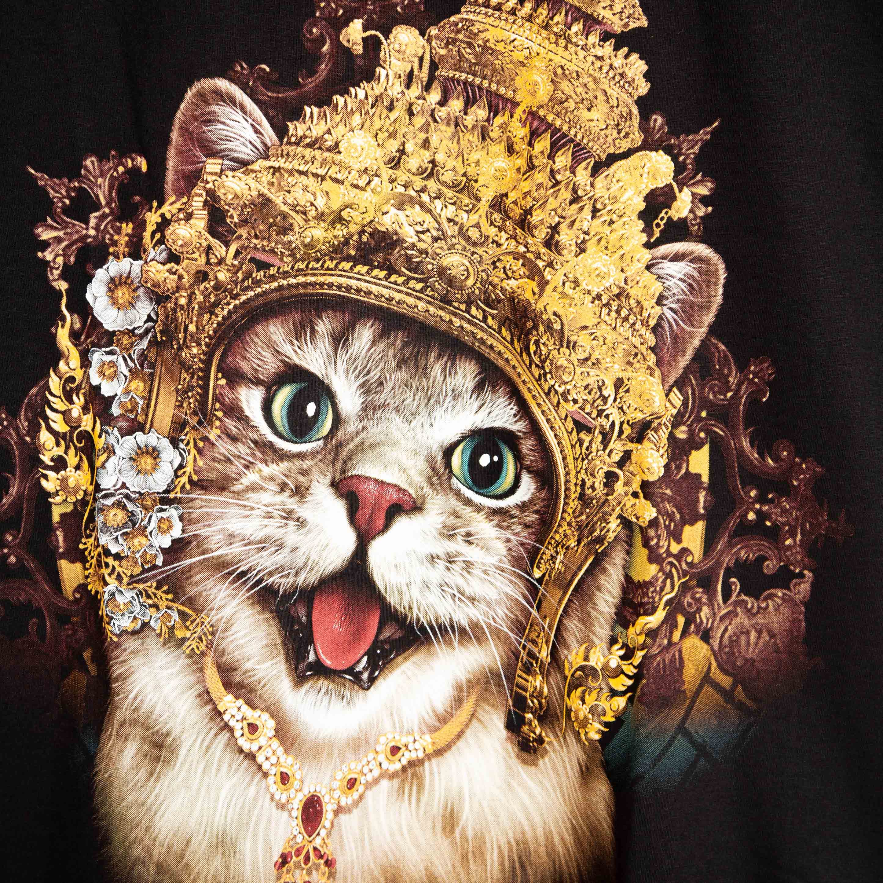 Rock Eagle Cat in Thai Headdress Black Graphic T-Shirt Unisex