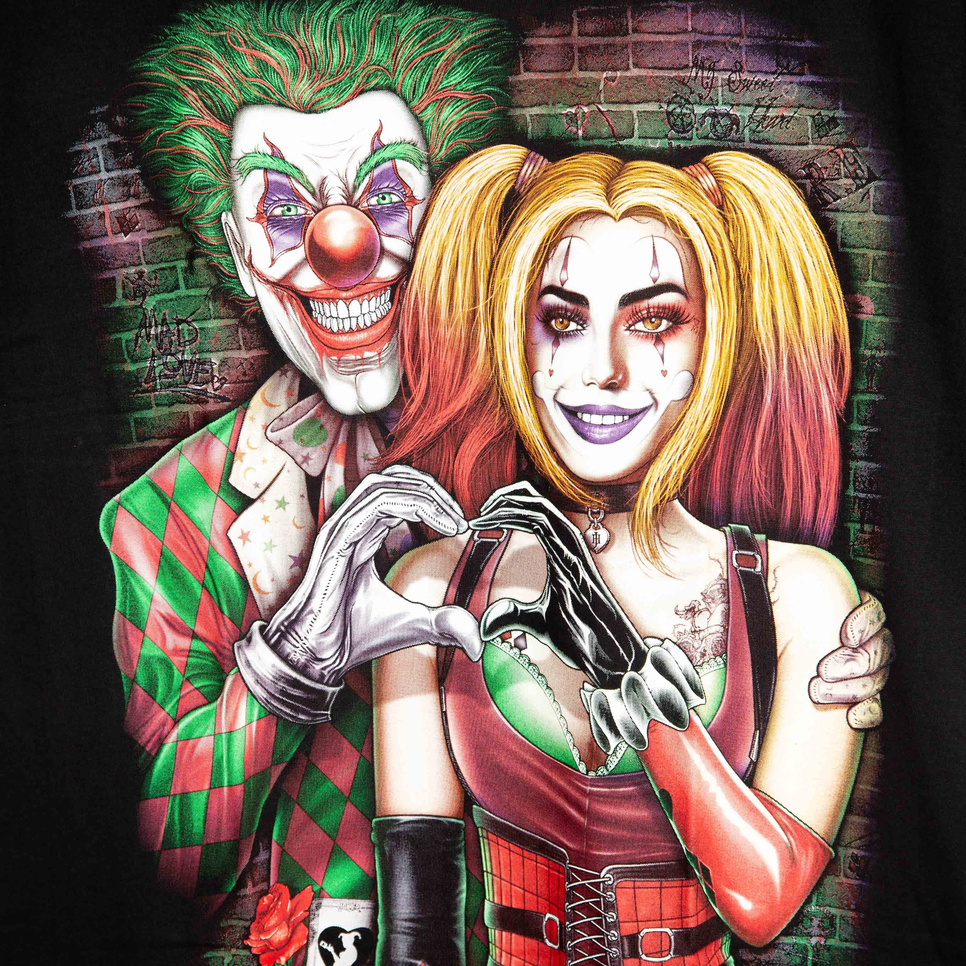 Rock Eagle Clown Couple Graphic T-Shirt - Black Unisex Tee