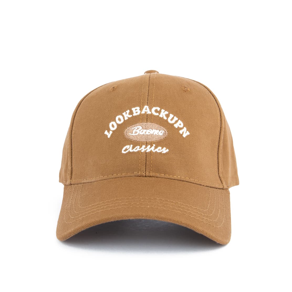LookBackupn Classic Brown Unisex Baseball Face Cap with Embroidered Logo