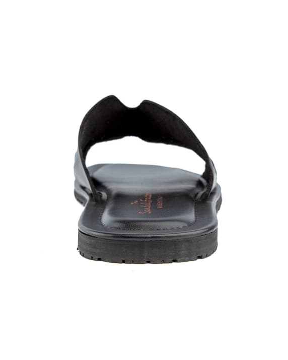 Elegant black woven cross-strap leather sandals with cushioned footbed and durable rubber sole, perfect for casual and semi-formal occasions.