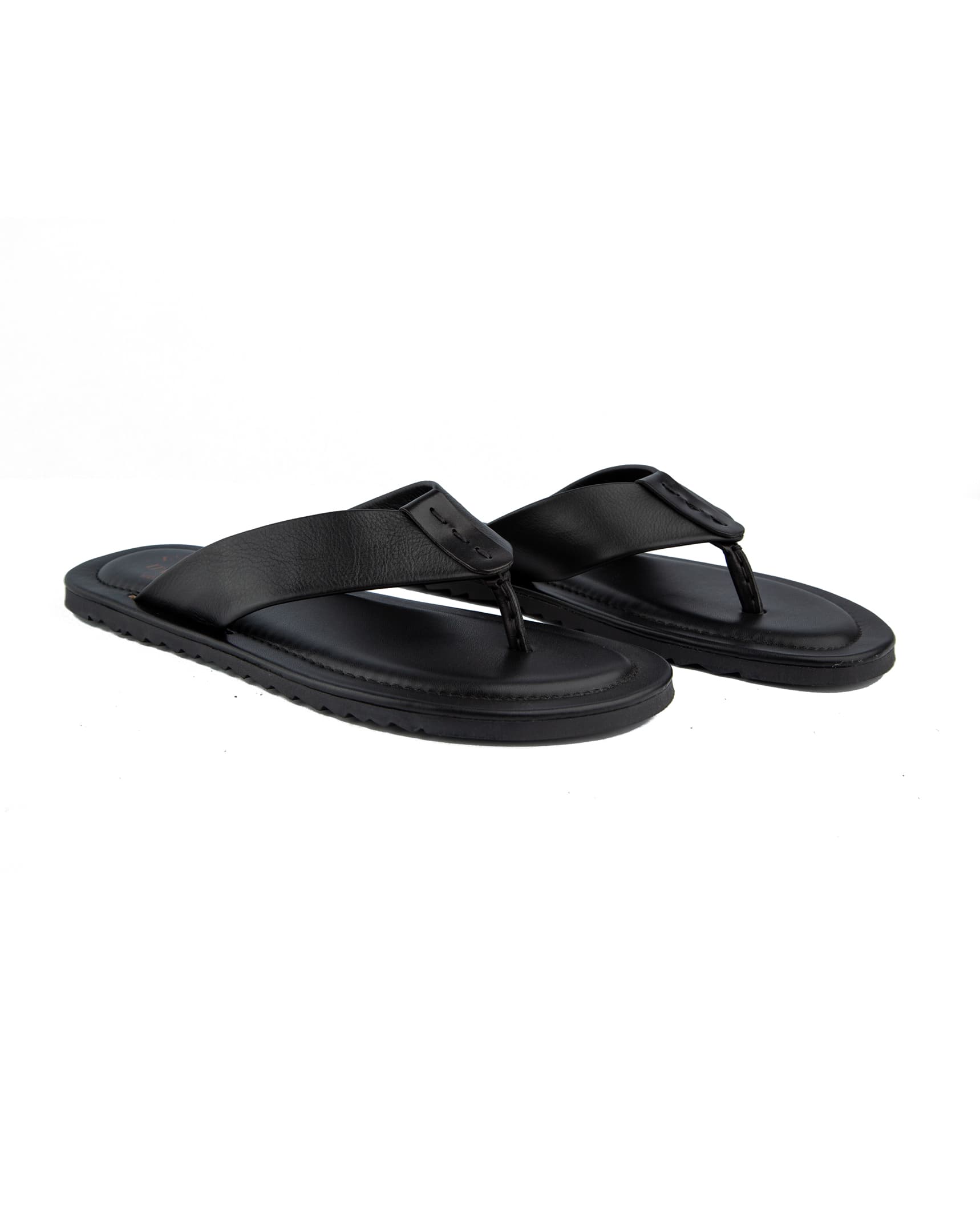 Artigiano Italian black leather thong sandals.