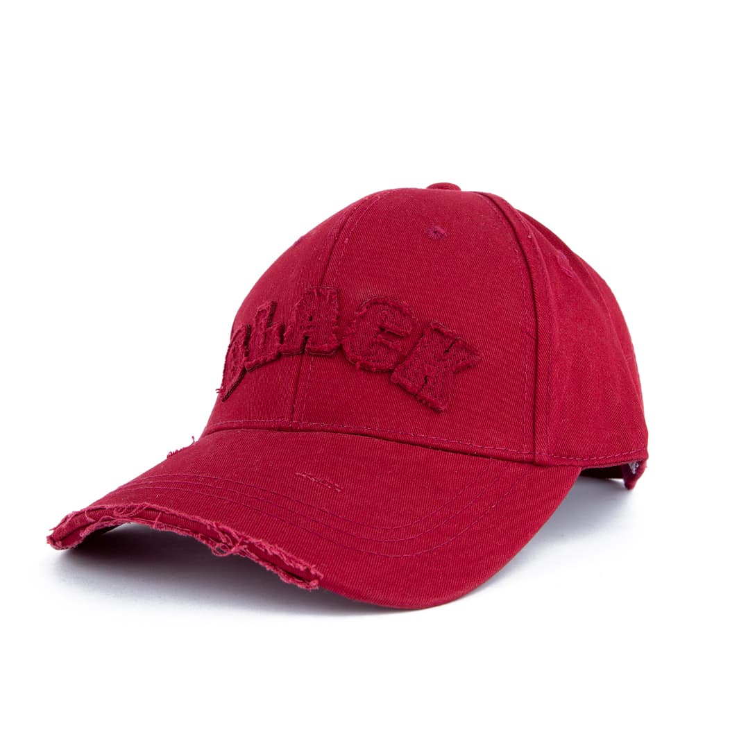 Distressed "Black" Logo Face Cap | Edgy & Street Style