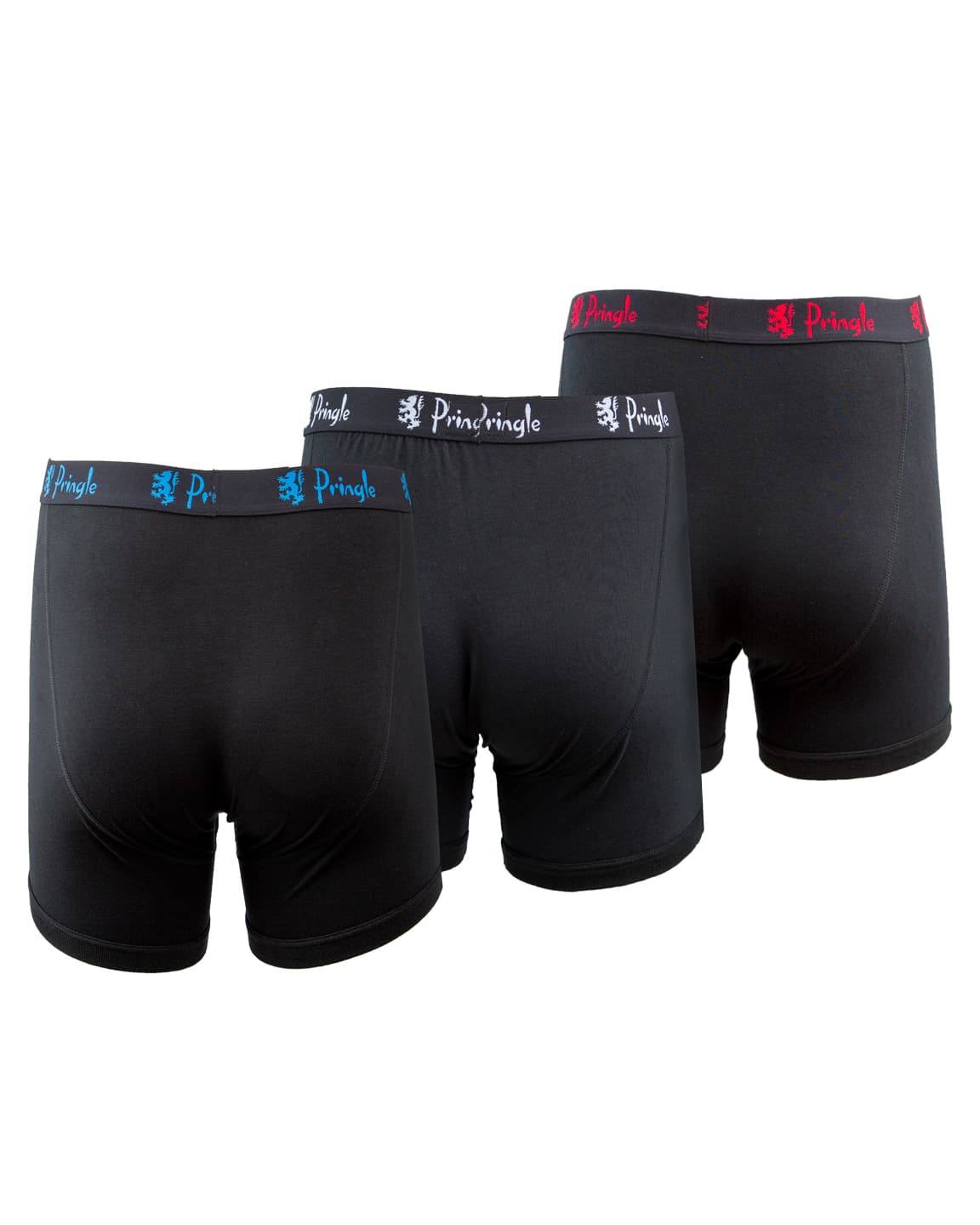 Men's Classic Black Boxer Shorts – 3 Pack with Elastic Waistbands in Red, Blue, and White – Comfortable and Stylish Underwear for Everyday Wear