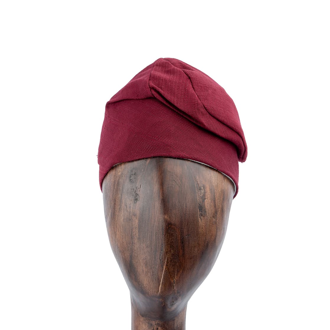 Handwoven burgundy Aso-Oke cap for men and women, perfect for cultural events, weddings, and stylish casual looks. Timeless, versatile traditional headwear