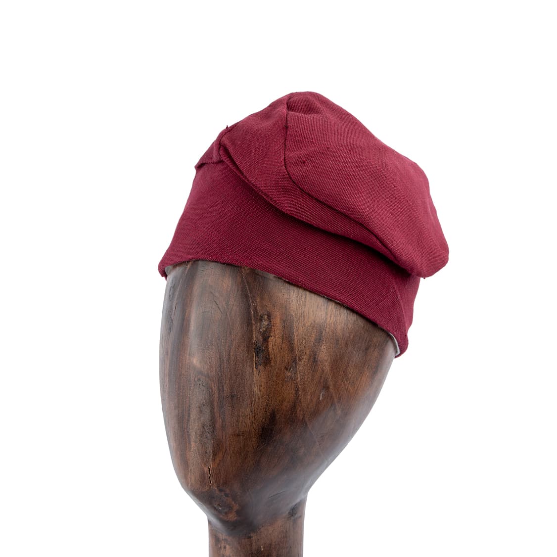 Handwoven burgundy Aso-Oke cap for men and women, perfect for cultural events, weddings, and stylish casual looks. Timeless, versatile traditional headwear