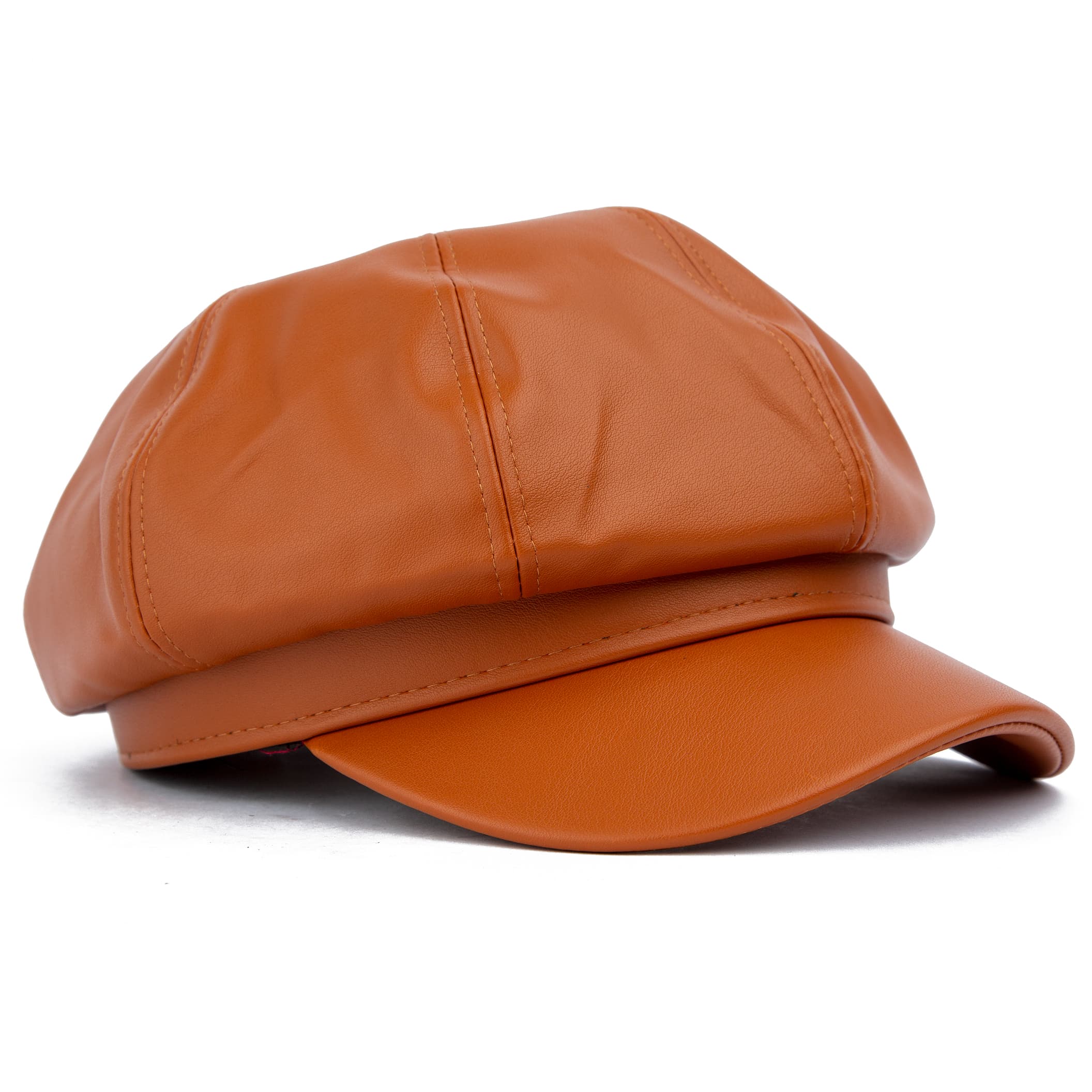 Vintage Brown Leather Baker Boy Cap | Hat