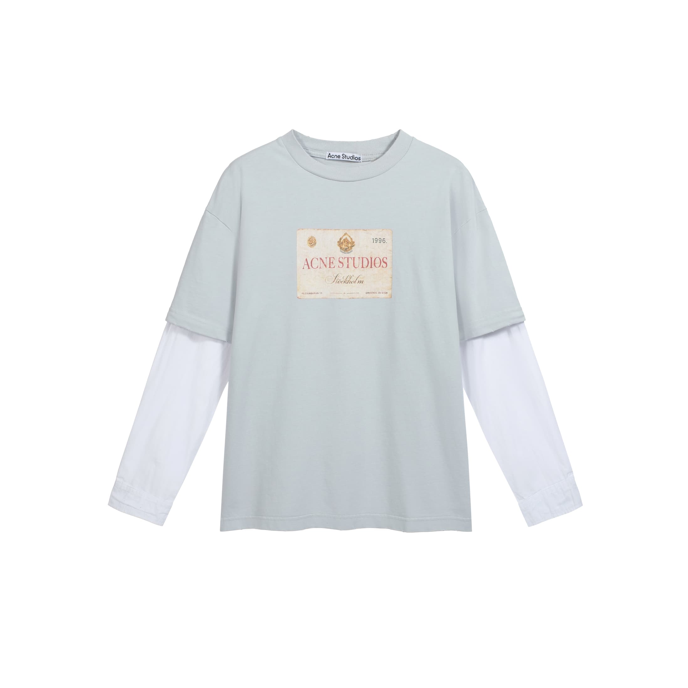 Acne Studios Layered Vintage Label Print Long Sleeve T-Shirt