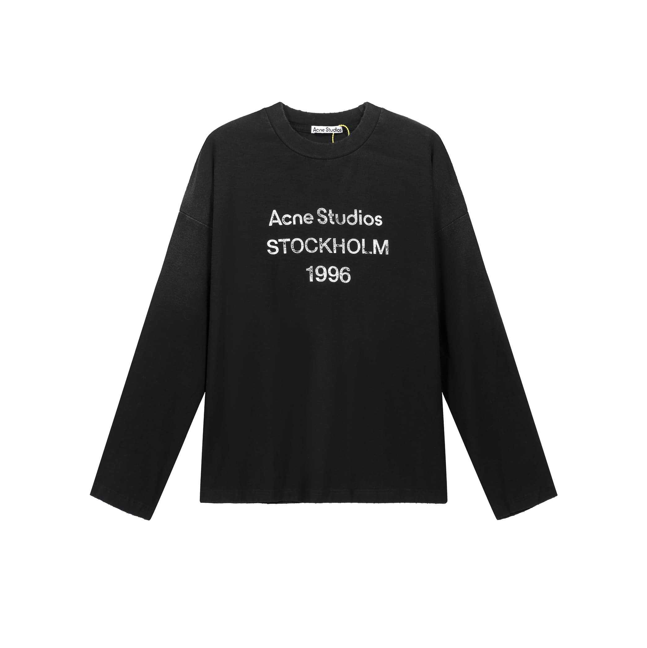 Acne Studios Unisex Washed Black '1996' Logo Long-Sleeve
