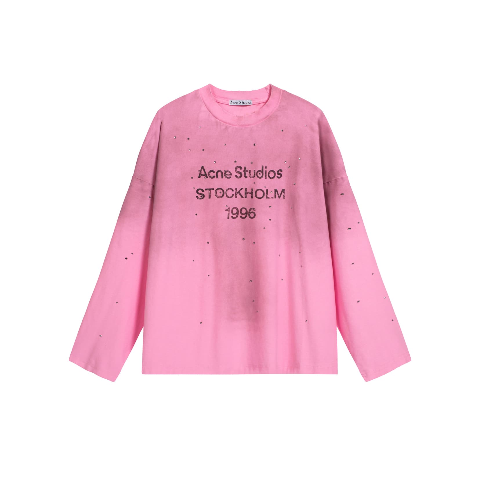 Acne Studios Unisex Washed Teal '1996' Logo Long-Sleeve Tee