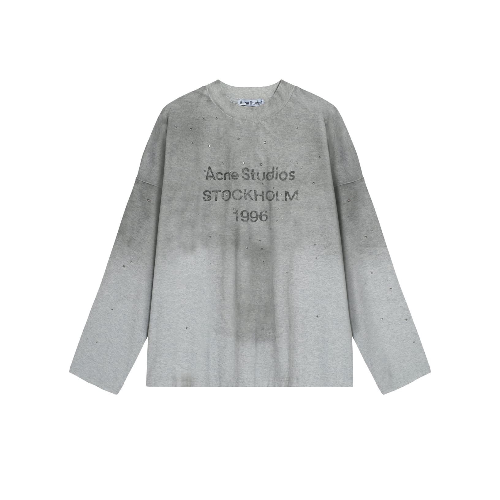 Acne Studios Unisex Pink '1996' Logo Long-Sleeve Distressed Tee