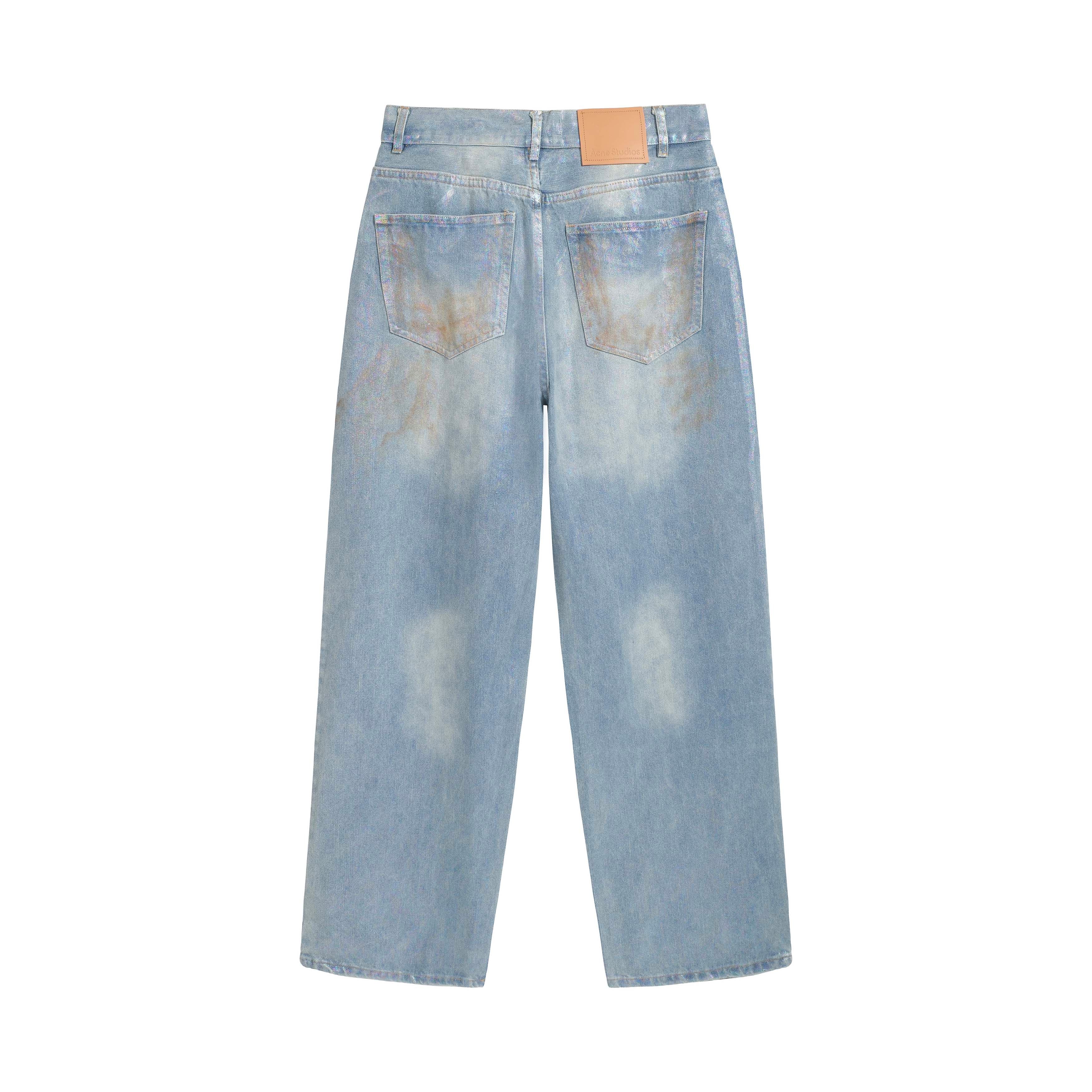 Acne Studios Silver Iridescent Loose Fit Distressed Denim Jeans