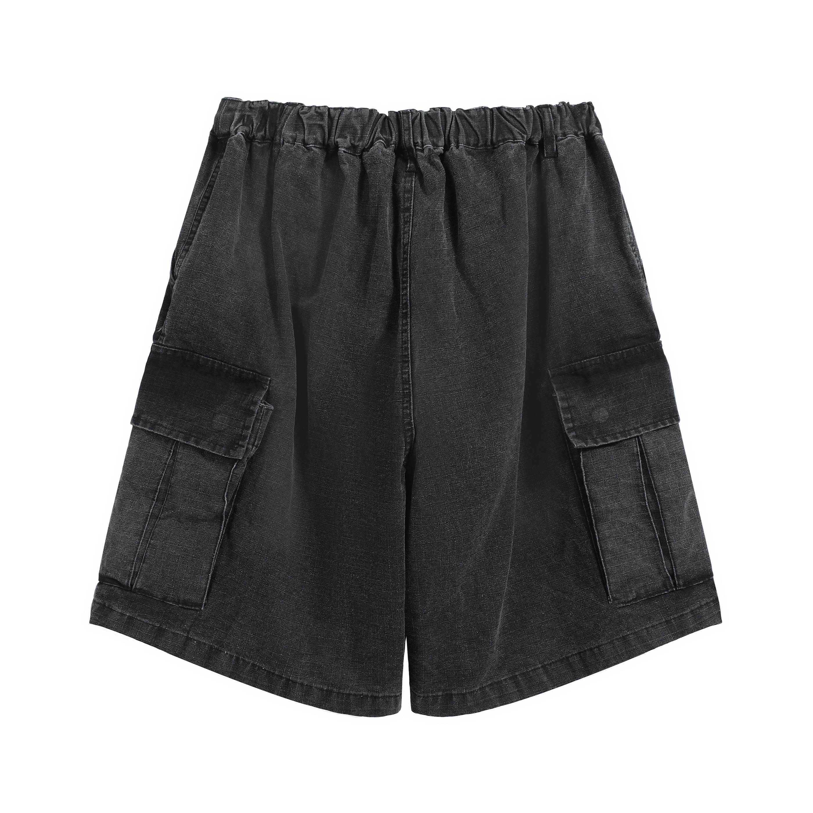 Acne Studios Washed Black Elasticated Cargo Denim Shorts