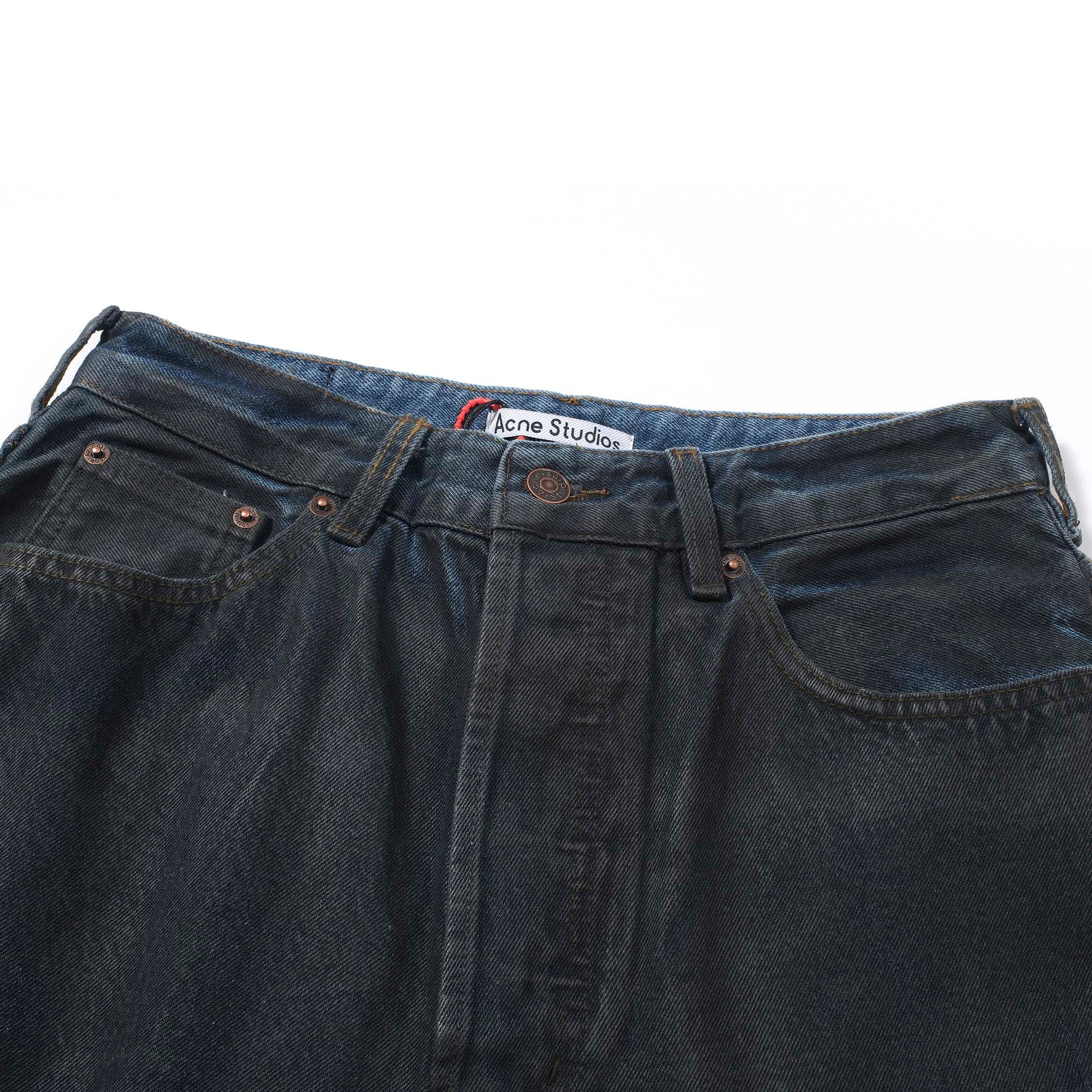 Acne Studios Waxed Black Loose Fit Denim Jeans - Coated Finish