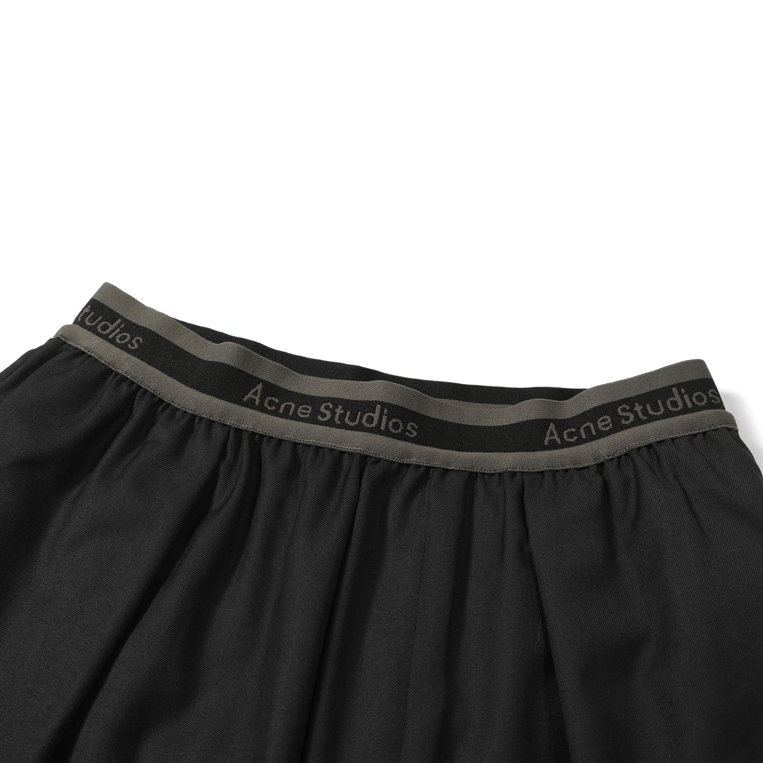Acne Studios Black Wide-Leg Wool Trousers Branded Waistband
