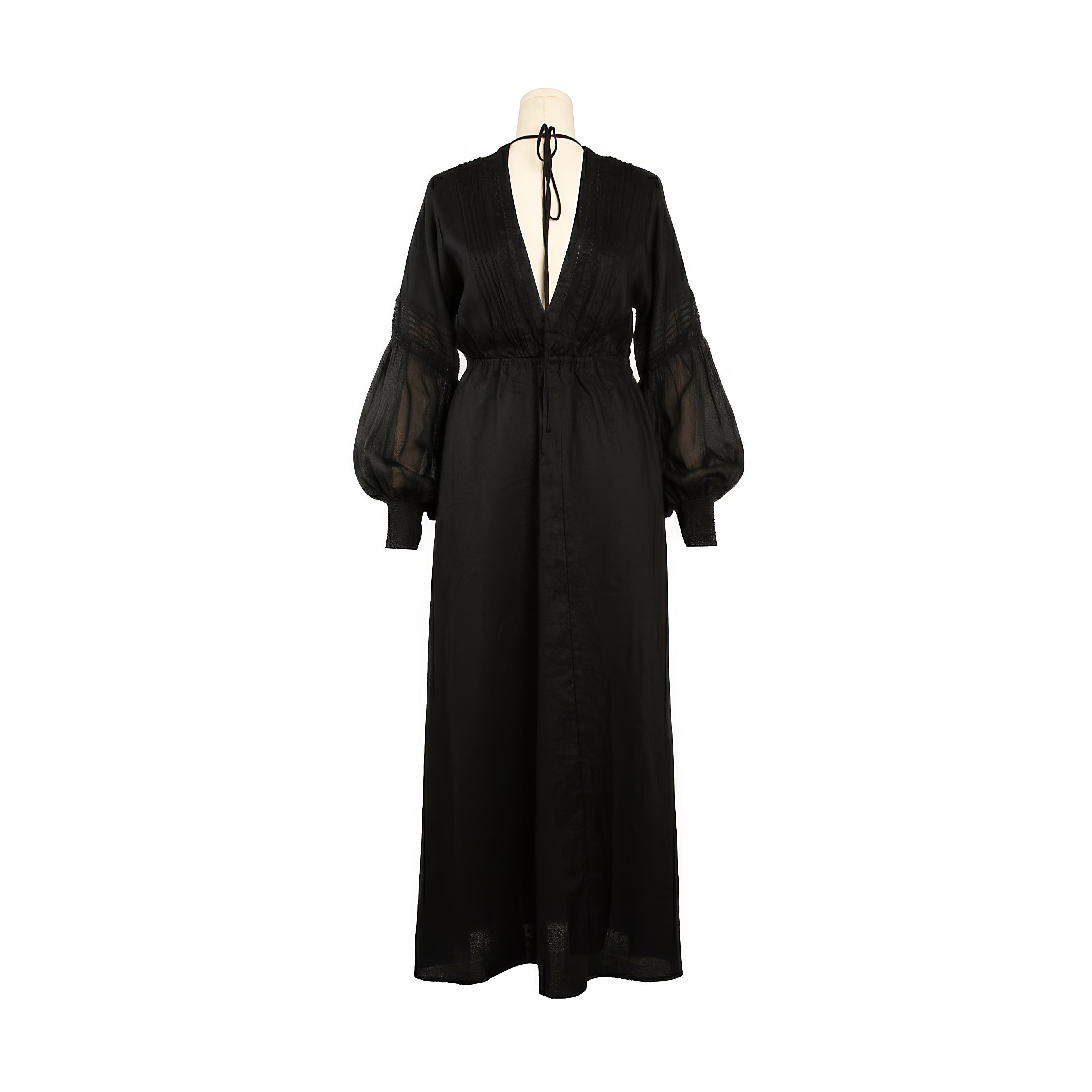 Black Lace Maxi Dress with Lantern Sleeves | Agu & Sons Ltd