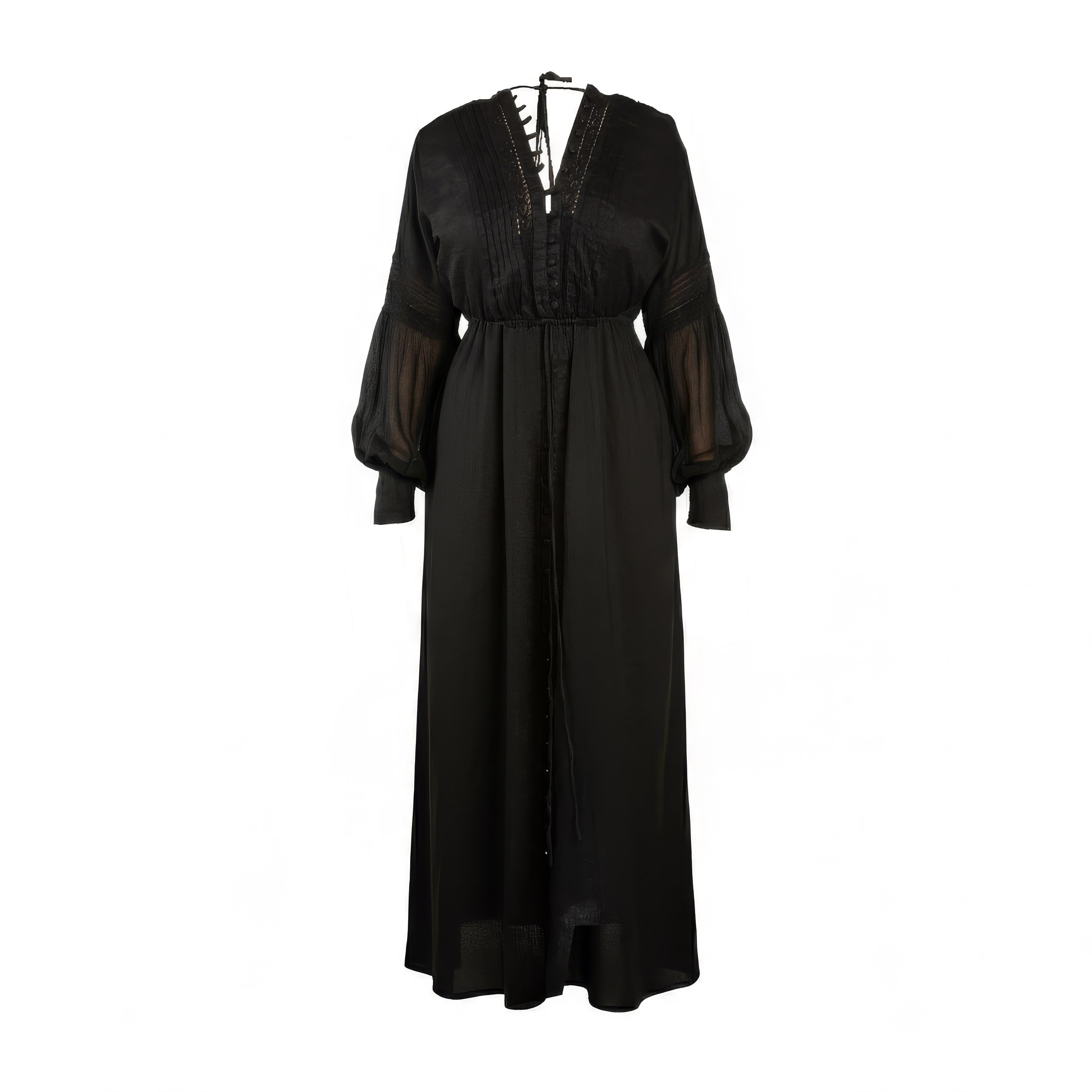 Black Lace Maxi Dress with Lantern Sleeves | Agu & Sons Ltd